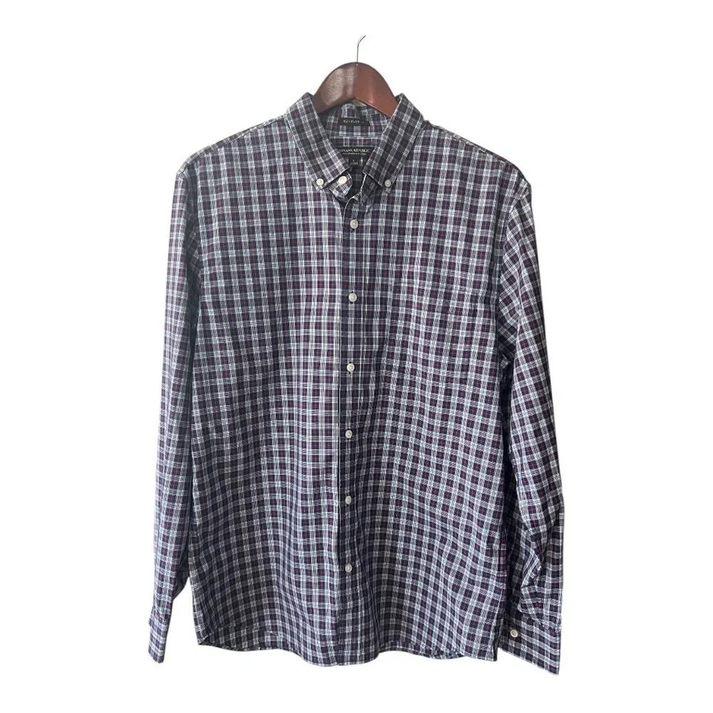 Banana Republic Button Down Plaid Shirt red, white, & blue Size L Men
